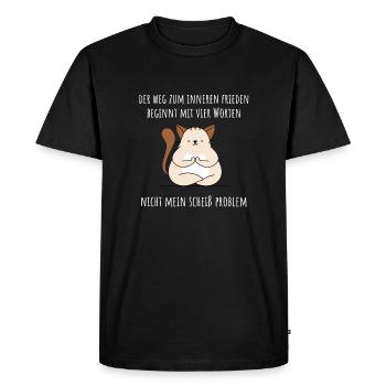 Kawaii cute fat yoga cats cute gift idea - Men's Premium Organic T-Shirt - black - Front - Nico (187cm)