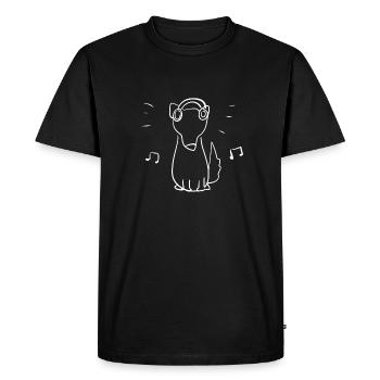 cartoon dog headphone music icon - Men's Premium Organic T-Shirt - black - Front - Nico (187cm)
