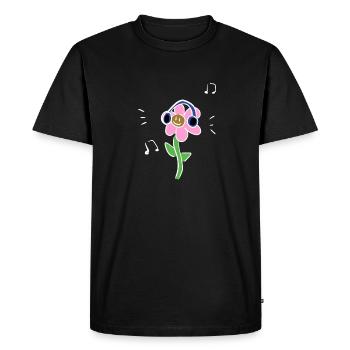 cartoon flower headphone music icon - Men's Premium Organic T-Shirt - black - Front - Nico (187cm)