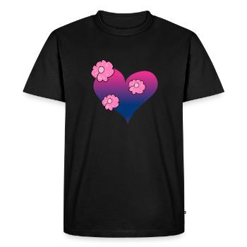 fleurs coeur symbole amour rose - T-shirt Premium bio Homme - noir - Devant - Nico (187cm)