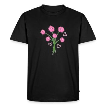 cœurs de fleurs de plantes à bouquet rose - T-shirt Premium bio Homme - noir - Devant - Nico (187cm)