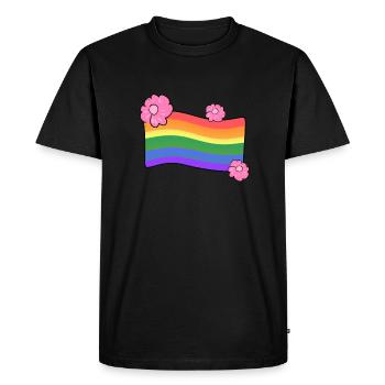 lgbt drapeau fleurs amour arc-en-ciel - T-shirt Premium bio Homme - noir - Devant - Nico (187cm)