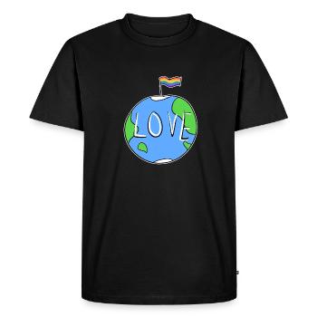 symbole du drapeau lgbt terre amour - T-shirt Premium bio Homme - noir - Devant - Nico (187cm)