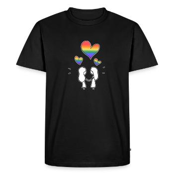 couple lgbt lesbienne aime la Saint-Valentin - T-shirt Premium bio Homme - noir - Devant - Nico (187cm)