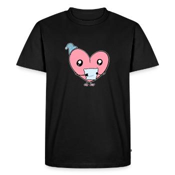 cœur anxieux rose oreillers fatigués dormir nuit - T-shirt Premium bio Homme - noir - Devant - Nico (187cm)