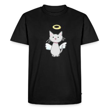 angel cat protector pet - Men's Premium Organic T-Shirt - black - Front - Nico (187cm)