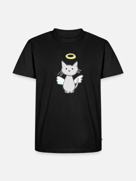 angel cat protector pet - Men's Premium Organic T-Shirt - black