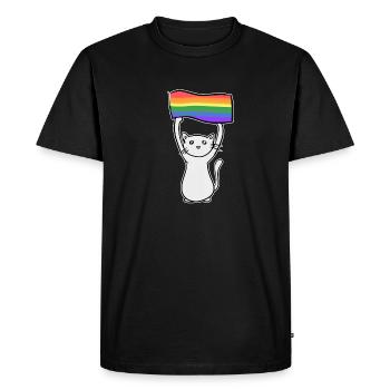 chat gris avec l’amour du drapeau lgbt - T-shirt Premium bio Homme - noir - Devant - Nico (187cm)