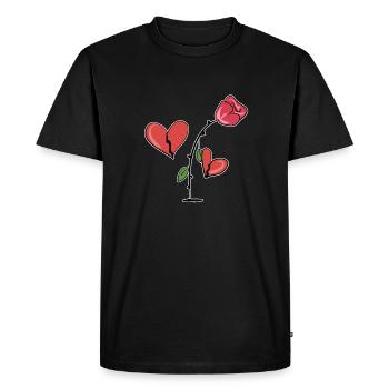 rose rouge cœur brisé symbole amour - T-shirt Premium bio Homme - noir - Devant - Nico (187cm)