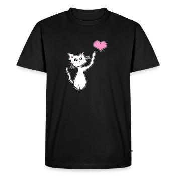 chat animal de compagnie symbole cœur amour - T-shirt Premium bio Homme - noir - Devant - Nico (187cm)