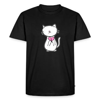 cat broken heart sad love - Men's Premium Organic T-Shirt - black - Front - Nico (187cm)