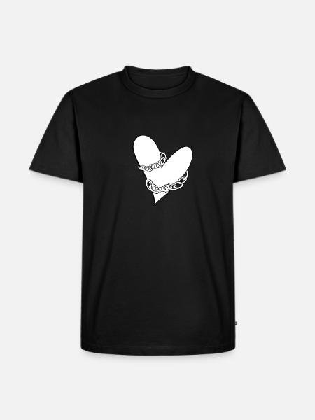 chain-caught heart love - Men's Premium Organic T-Shirt - black