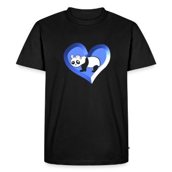 blue panda cartoon heart love bear - Men's Premium Organic T-Shirt - black - Front - Nico (187cm)