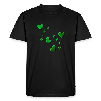 Heart pattern green symbol glitter - Men's Premium Organic T-Shirt - black - Front - Nico (187cm)