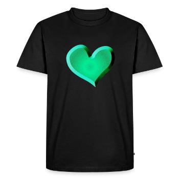 symbole de cœur vert pailleté vert - T-shirt Premium bio Homme - noir - Devant - Nico (187cm)