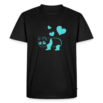 Panda cœurs bleus animal amour animal - T-shirt Premium bio Homme - noir - Devant - Nico (187cm)
