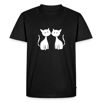deux amis chats mignons - T-shirt Premium bio Homme - noir - Devant - Nico (187cm)