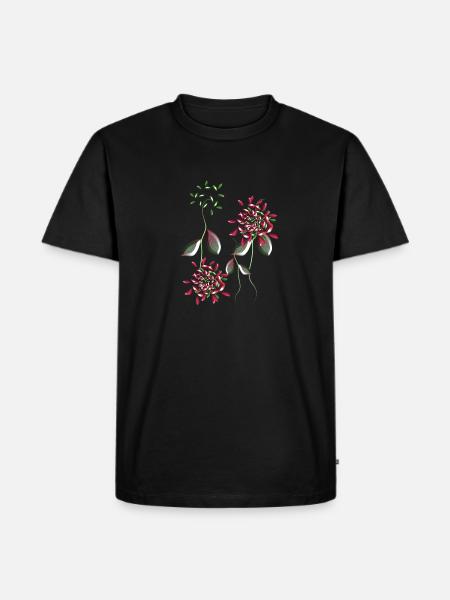 flowers plant symbol shiny pattern - Men's Premium Organic T-Shirt - black