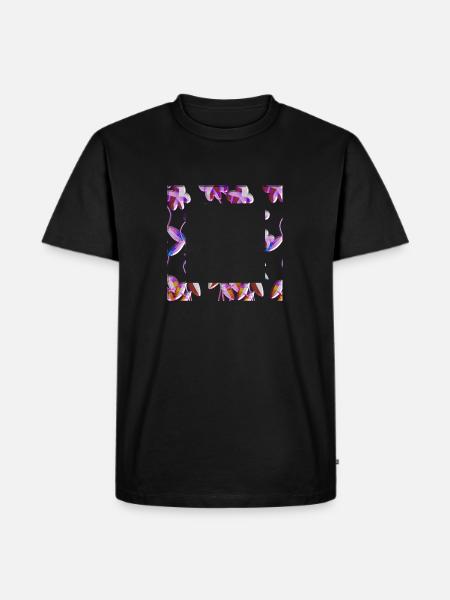 purple flowers glitter plant frame - Men's Premium Organic T-Shirt - black