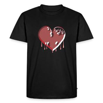 heart symbol broken red scars - Men's Premium Organic T-Shirt - black - Front - Nico (187cm)