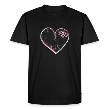 heart symbol broken sad scars - Men's Premium Organic T-Shirt - black - Front - Nico (187cm)