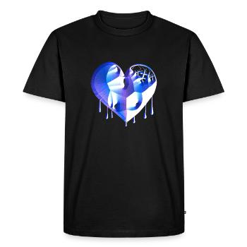 heart symbol broken blue scars - Men's Premium Organic T-Shirt - black - Front - Nico (187cm)