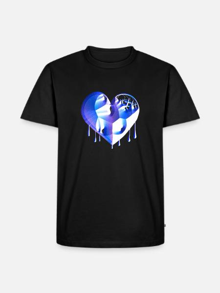 heart symbol broken blue scars - Men's Premium Organic T-Shirt - black