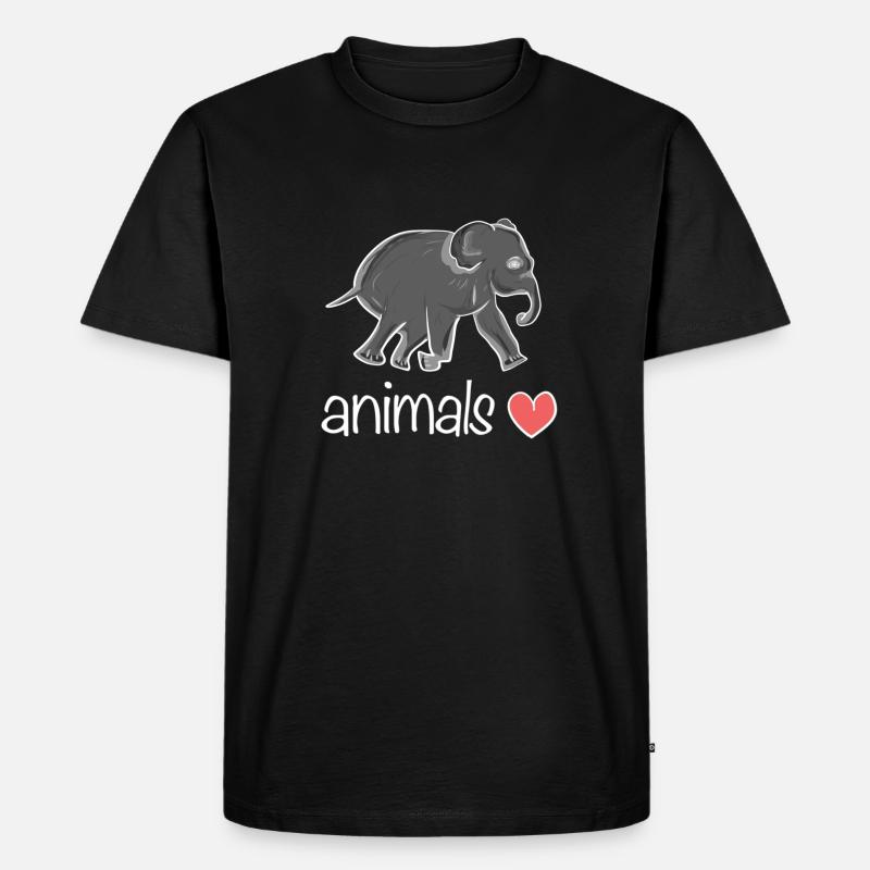 Tiere Herz Elefant Symbol - Männer Premium Bio T-Shirt - Schwarz