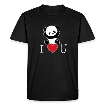 Panda I love you animal symbol - Men's Premium Organic T-Shirt - black - Front - Nico (187cm)