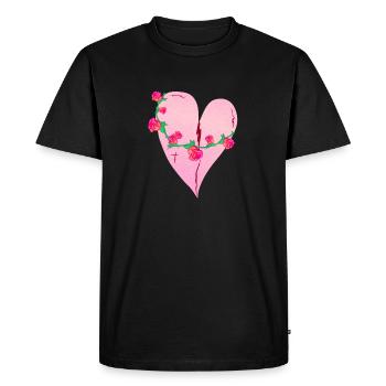 heart roses scars pink icon - Men's Premium Organic T-Shirt - black - Front - Nico (187cm)