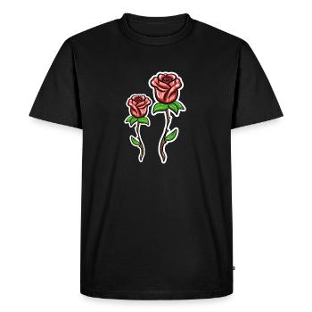 Symbol Flower Shape Plant Red Roses - Men's Premium Organic T-Shirt - black - Front - Nico (187cm)