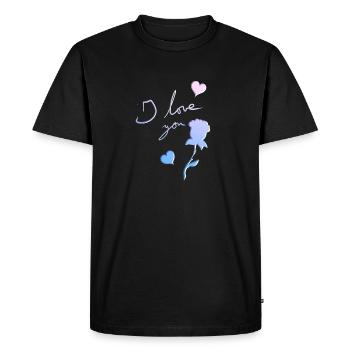 Je t’aime cœurs de fleurs de rose - T-shirt Premium bio Homme - noir - Devant - Nico (187cm)