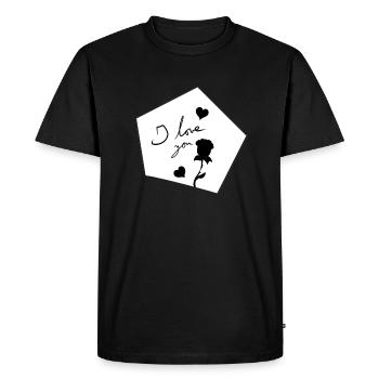 Je t’aime Symbole forme fleur - T-shirt Premium bio Homme - noir - Devant - Nico (187cm)