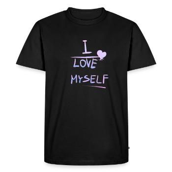 Amour de soi Coeur Texte Modèle Je m’aime Fierté - T-shirt Premium bio Homme - noir - Devant - Nico (187cm)