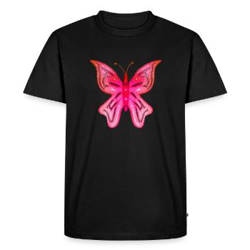 Papillon rose symbole insecte animaux ailes - T-shirt Premium bio Homme - noir - Devant - Nico (187cm)