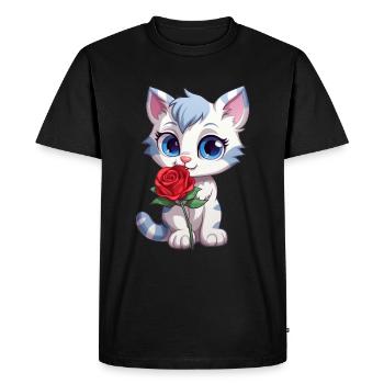 Chat mignon - T-shirt Premium bio Homme - noir - Devant - Nico (187cm)