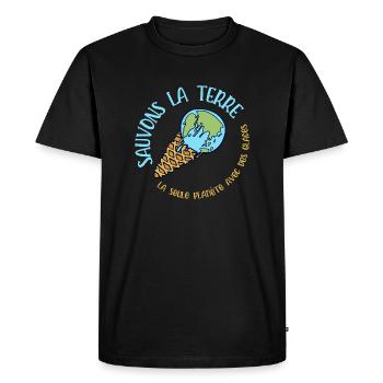 sauvons la terre - T-shirt Premium bio Homme - noir - Devant - Nico (187cm)