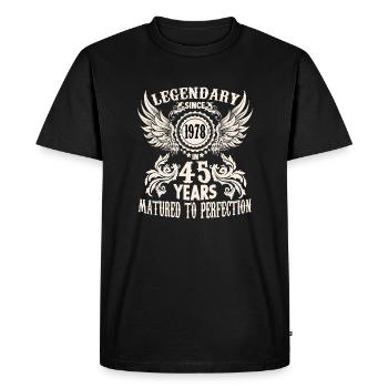 Chemise d’anniversaire vintage 45 ans anniversaire rétro - T-shirt Premium bio Homme - noir - Devant - Nico (187cm)