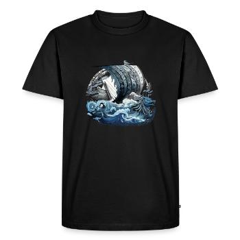 Navire viking guerrier nordique Odin Viking - T-shirt Premium bio Homme - noir - Devant - Nico (187cm)