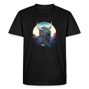 Wikingerhelm Runen Wikingerkrieger Nordische - Männer Premium Bio T-Shirt - Schwarz - Vorne - Nico (187cm)