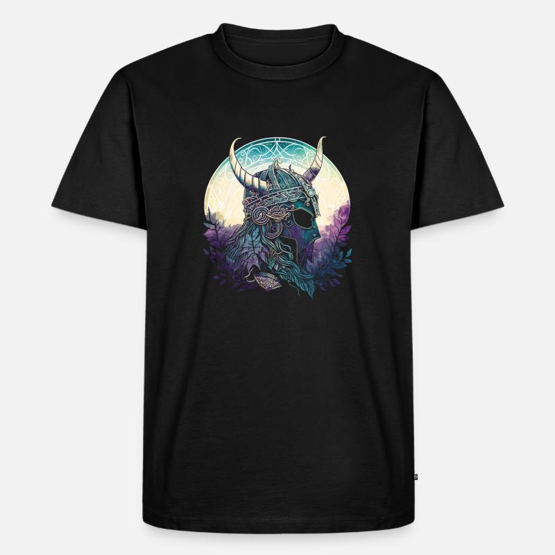 Wikingerhelm Runen Wikingerkrieger Nordische - Männer Premium Bio T-Shirt - Schwarz