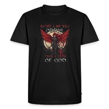 Powerful Valkyrie Rune of Nordic Bravery - Men's Premium Organic T-Shirt - black - Front - Nico (187cm)