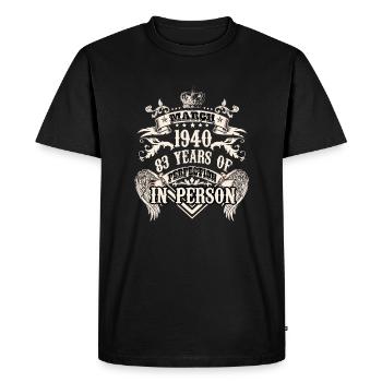 Mars 1940 anniversaire Bélier fête ses 83 ans - T-shirt Premium bio Homme - noir - Devant - Nico (187cm)
