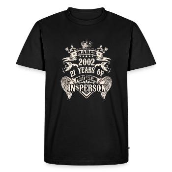 Vintage hommes anniversaire Bélier 21 ans 2002 - T-shirt Premium bio Homme - noir - Devant - Nico (187cm)