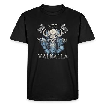 Valhalla Warrior gift for shield wall fans. - Men's Premium Organic T-Shirt - black - Front - Nico (187cm)