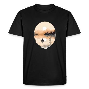 Romantic angler motif for sport fishing rod - Men's Premium Organic T-Shirt - black - Front - Nico (187cm)