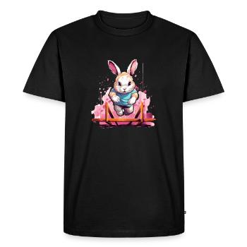 Kaninhop motif for rabbit owners Kaninhop - Men's Premium Organic T-Shirt - black - Front - Nico (187cm)