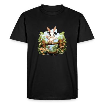 On big jump with rabbit hop ideal for rabbit - Men's Premium Organic T-Shirt - black - Front - Nico (187cm)