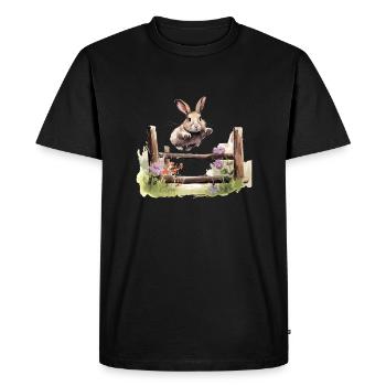 Kaninhop Découvrez le monde des sports de lapins - T-shirt Premium bio Homme - noir - Devant - Nico (187cm)
