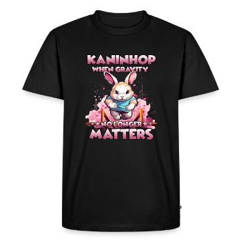 HäschenHopp Les lapins en action avec Kaninhop - T-shirt Premium bio Homme - noir - Devant - Nico (187cm)